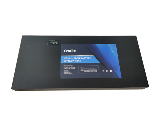 OEM Προσαρμόστε Super Slimline Lithium μπαταρία 12.8V110Ah LiFePO4 Καμπινγκ μπαταρία για RV Καραβάνι με οθόνη