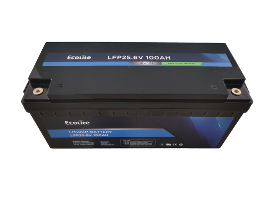 25.6V 100Ah LiFePO4 μπαταρία επαναφορτιζόμενες μπαταρίες λιθίου BMS Ενσωματωμένο για RV σκάφη εξωτερικό κάμπινγκ Custom