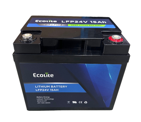 Ecolite 24v 15Ah υψηλής θερμοκρασίας AGV LiFePo4 Λιθίου Σιδήρου Φωσφορικού Ενσωματωμένου BMS